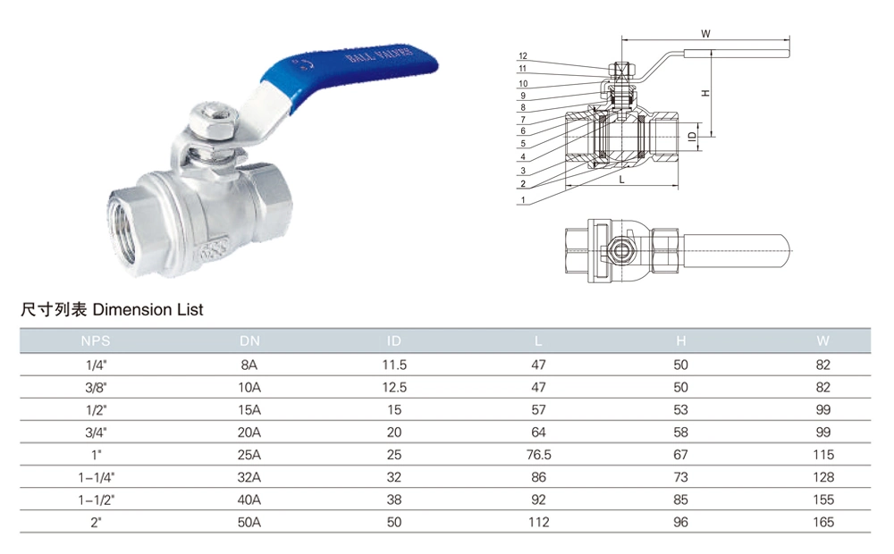 Fast Delivery 1/2" CF8m CF3 Half Inch Ball Valve